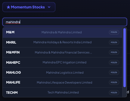 NiveshAstra add stocks by search or CSV